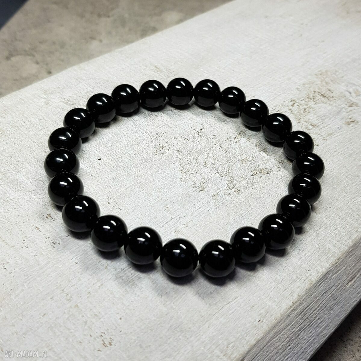Męska bransoletka mocy z czarnego onyksu b11 - naturalne kamienie 10 mm