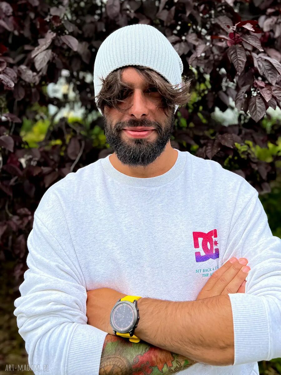 Męska luźna czapka z bawełny „Jasny szary” z logo i dwoma sposobami noszenia