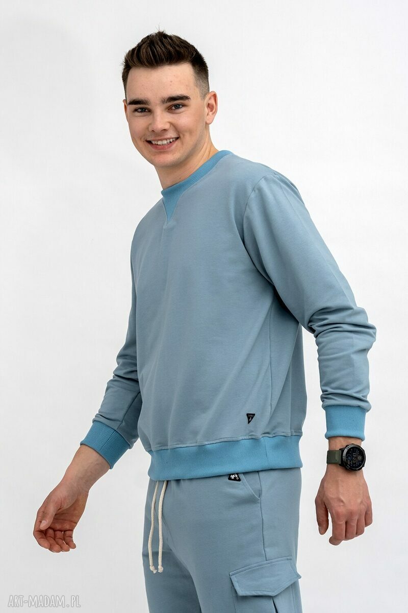 Bluza męska basic do V - niebieska