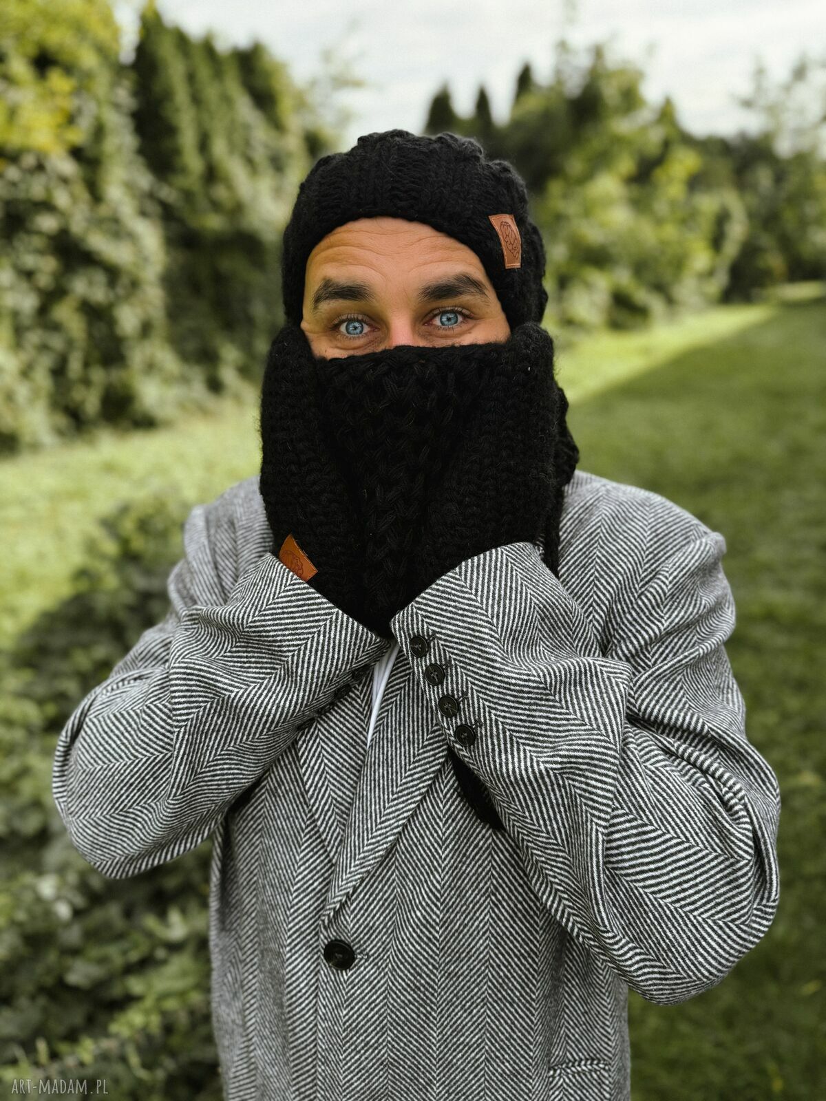 Męski mały komin MERINO „Czarny”