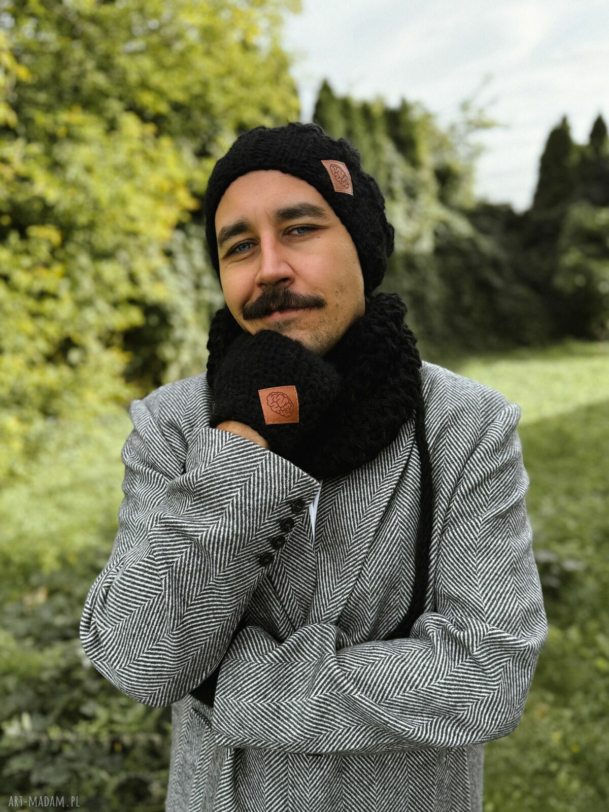 Męski mały komin MERINO „Czarny”