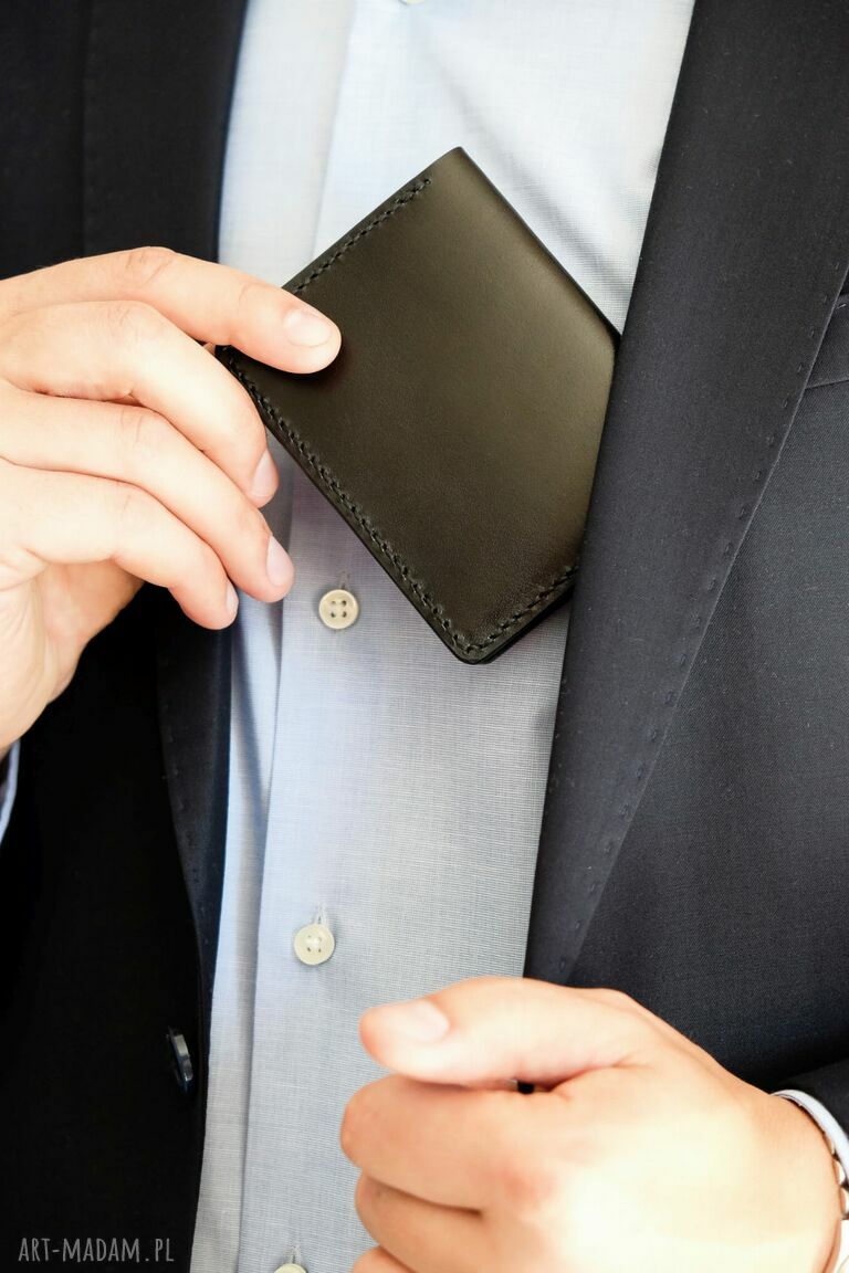 Uniseksowy wysoki portfel skórzany na karty - ręcznie szyty w Polsce i personalizowany
