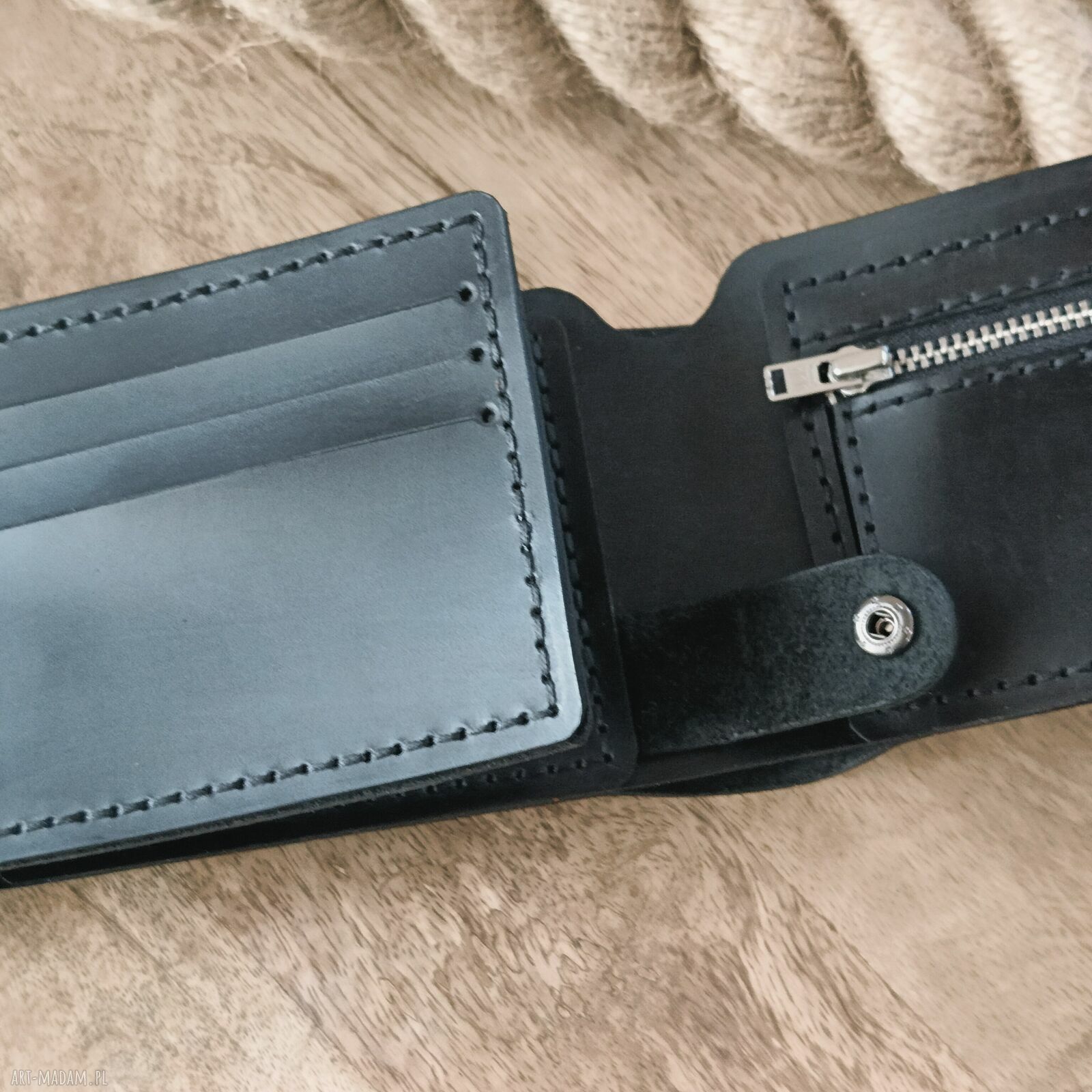 Ręcznie robiony portfel skórzany RFID dla mężczyzny - grawer na 11 kart