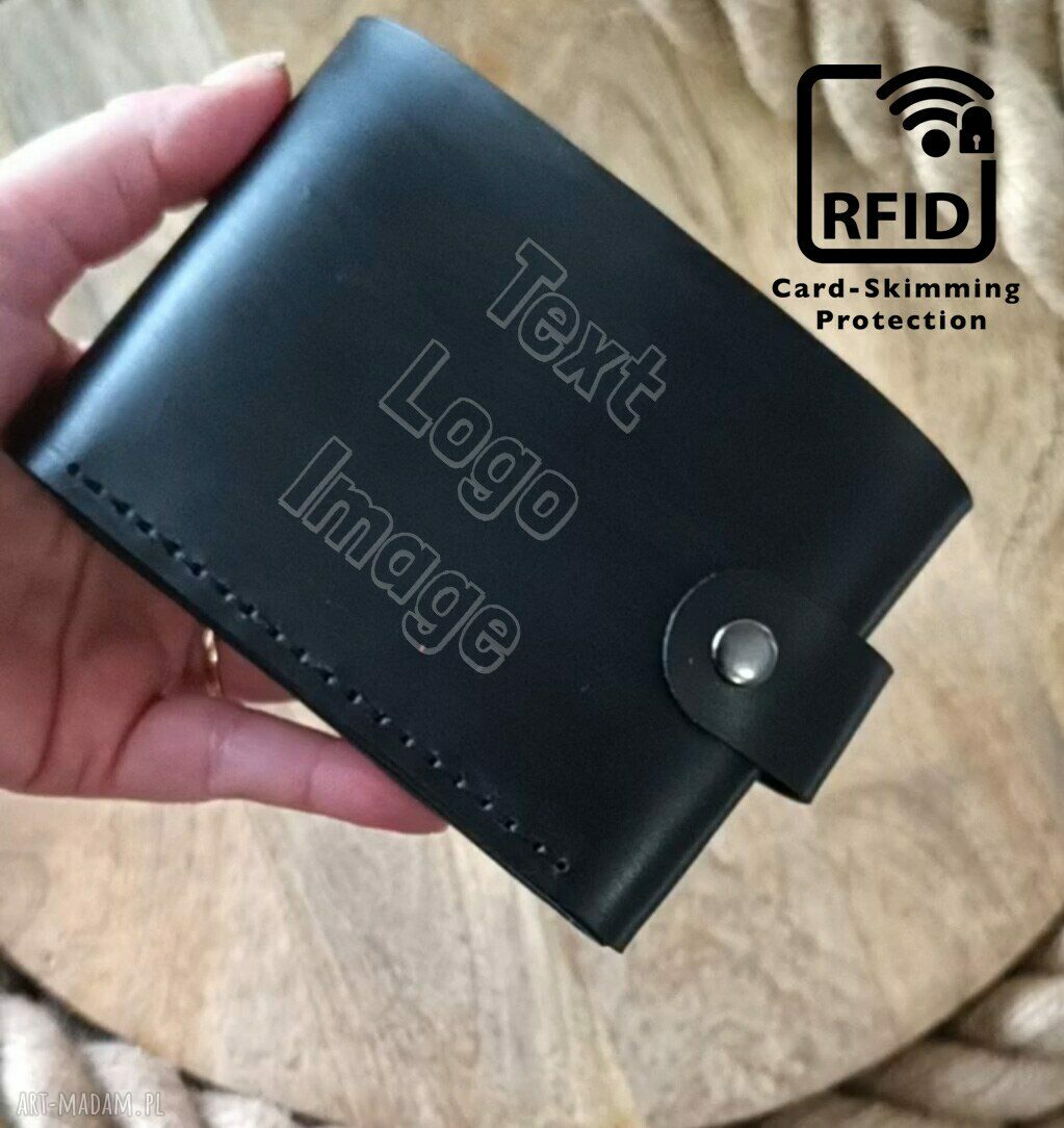 Męski skórzany portfel RFID z grawerem na 11 kart - Luniko Leather Goods