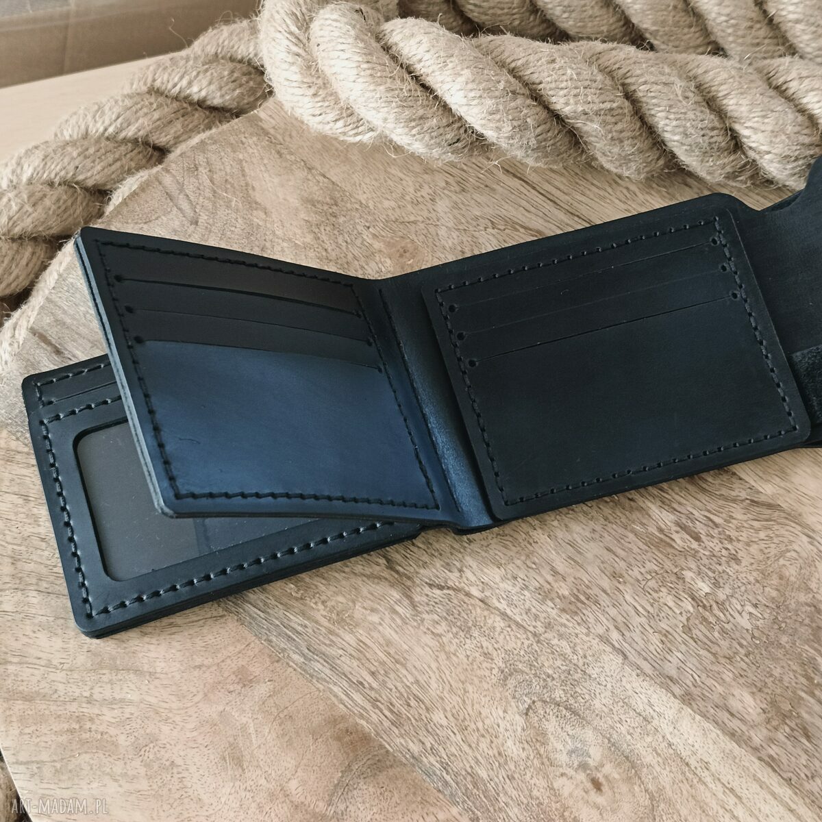 Męski skórzany portfel RFID z grawerem na 11 kart - Luniko Leather Goods