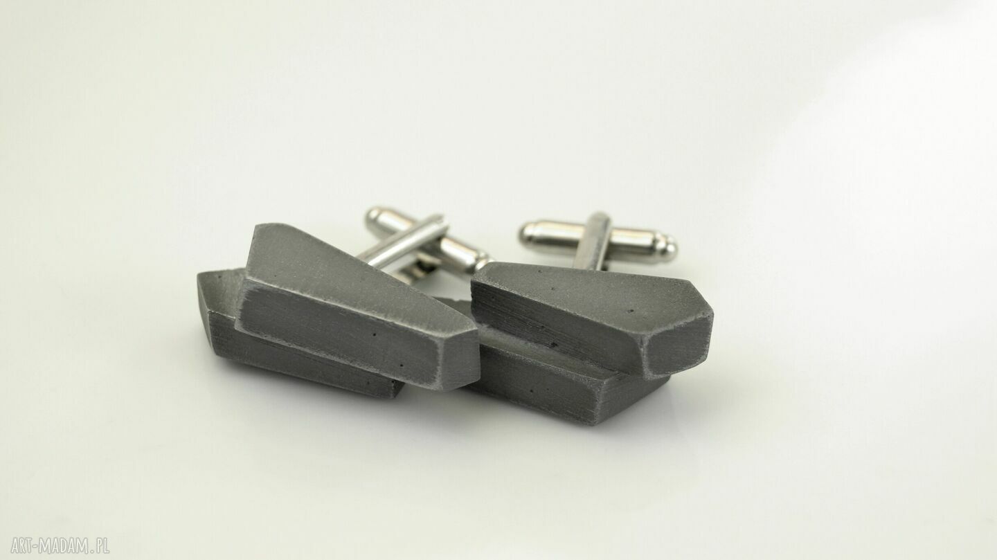 Minimalistyczne spinki do mankietów: beton i szczotkowane aluminium