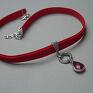 czerwone naszyjniki aksamitka choker - red