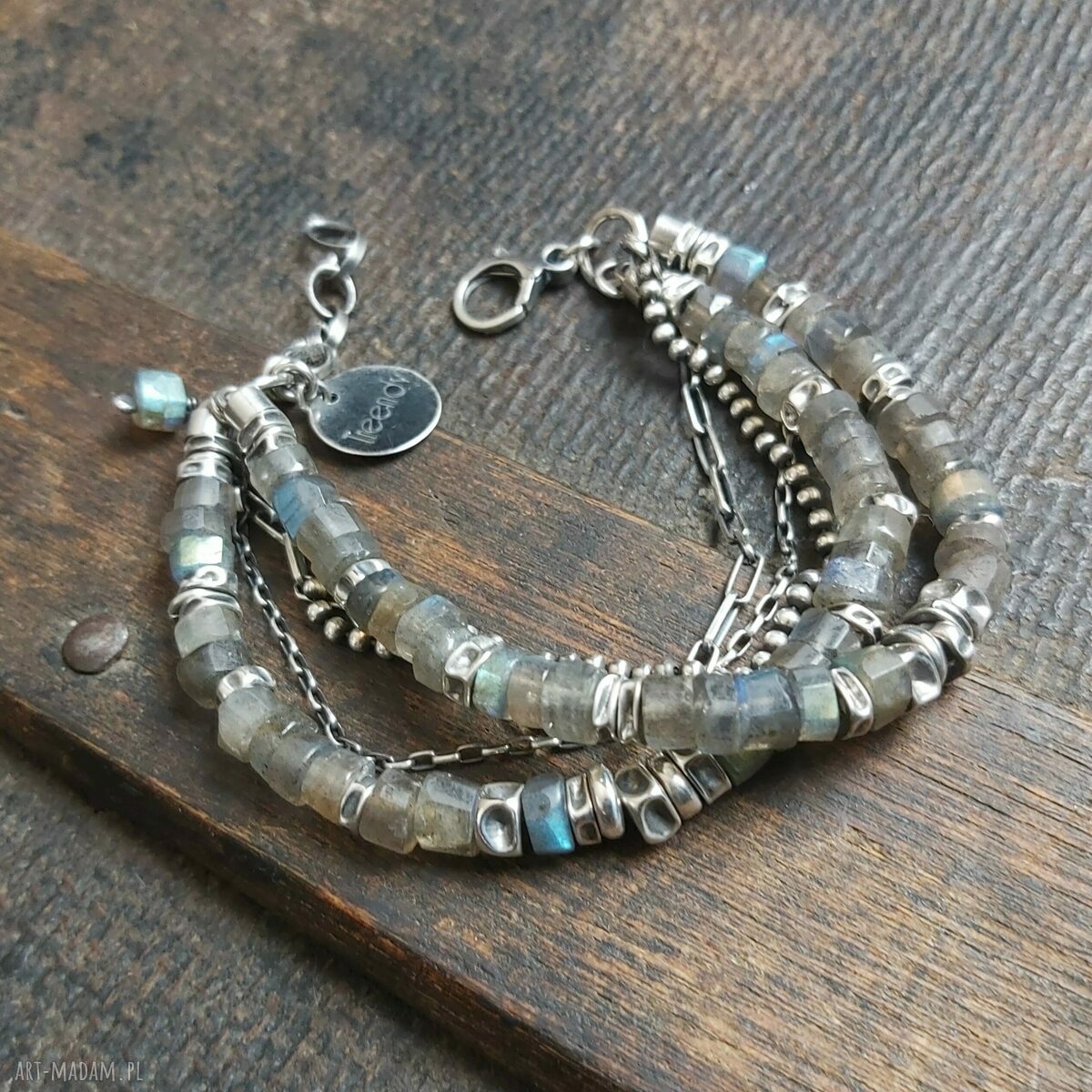 Bransoletka srebrna z labradorytami Hand Made