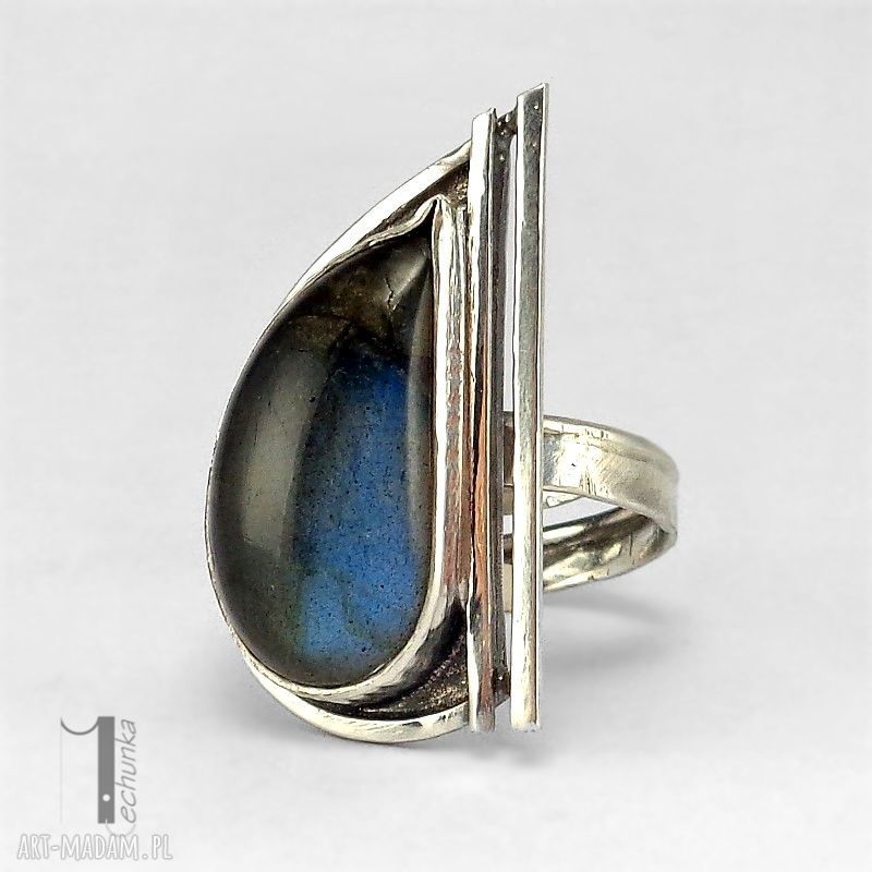 Skyline srebrny pierścionek labradorytem regulowany labradoryt