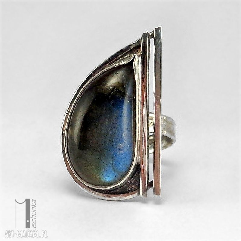 pierścionki: Skyline srebrny pierścionek z labradorytem ręcznie wykonane