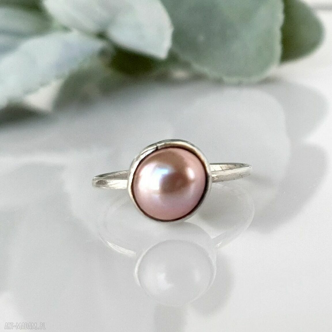 pierścionki: Angel srebrny pierścionek z perłą handmade