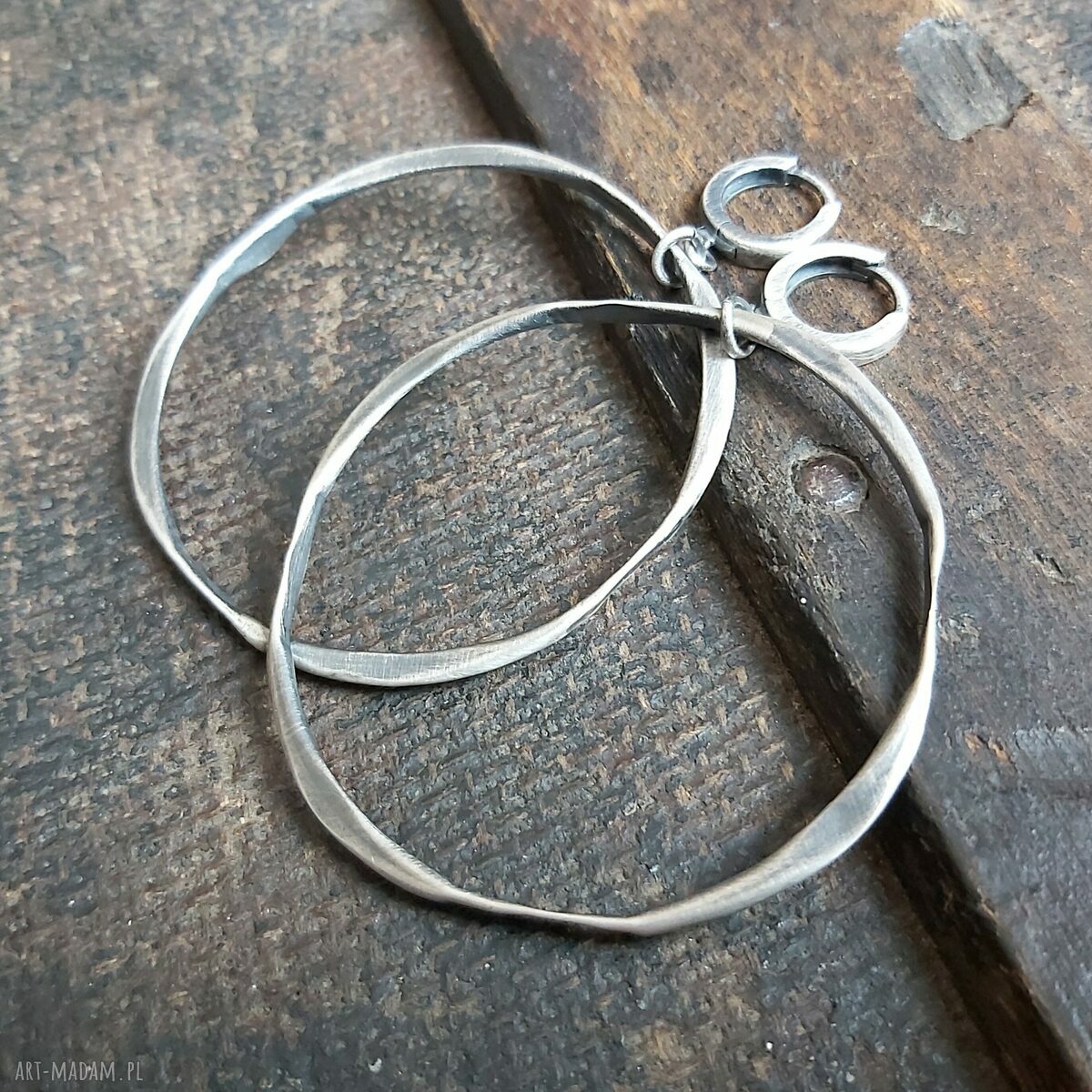 Kolczyki koła młotkowane handmade
