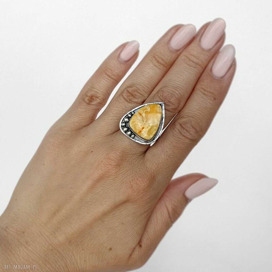 pierścionki: Seasalt II srebrny pierścionek z bursztynem bałtyckim Autorskie