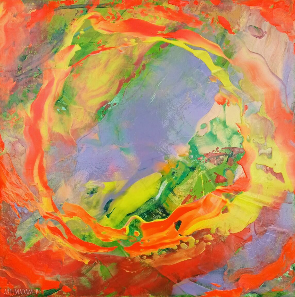 Mgławica Oriona 4 - abstrakcyjny obraz kosmos, akryl i tempera, 30 x 30 cm - gotowy do zawieszenia