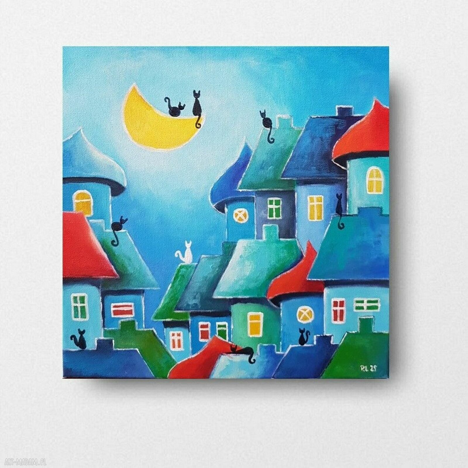 Obraz akrylowy 30x30 - Miasteczko Koty