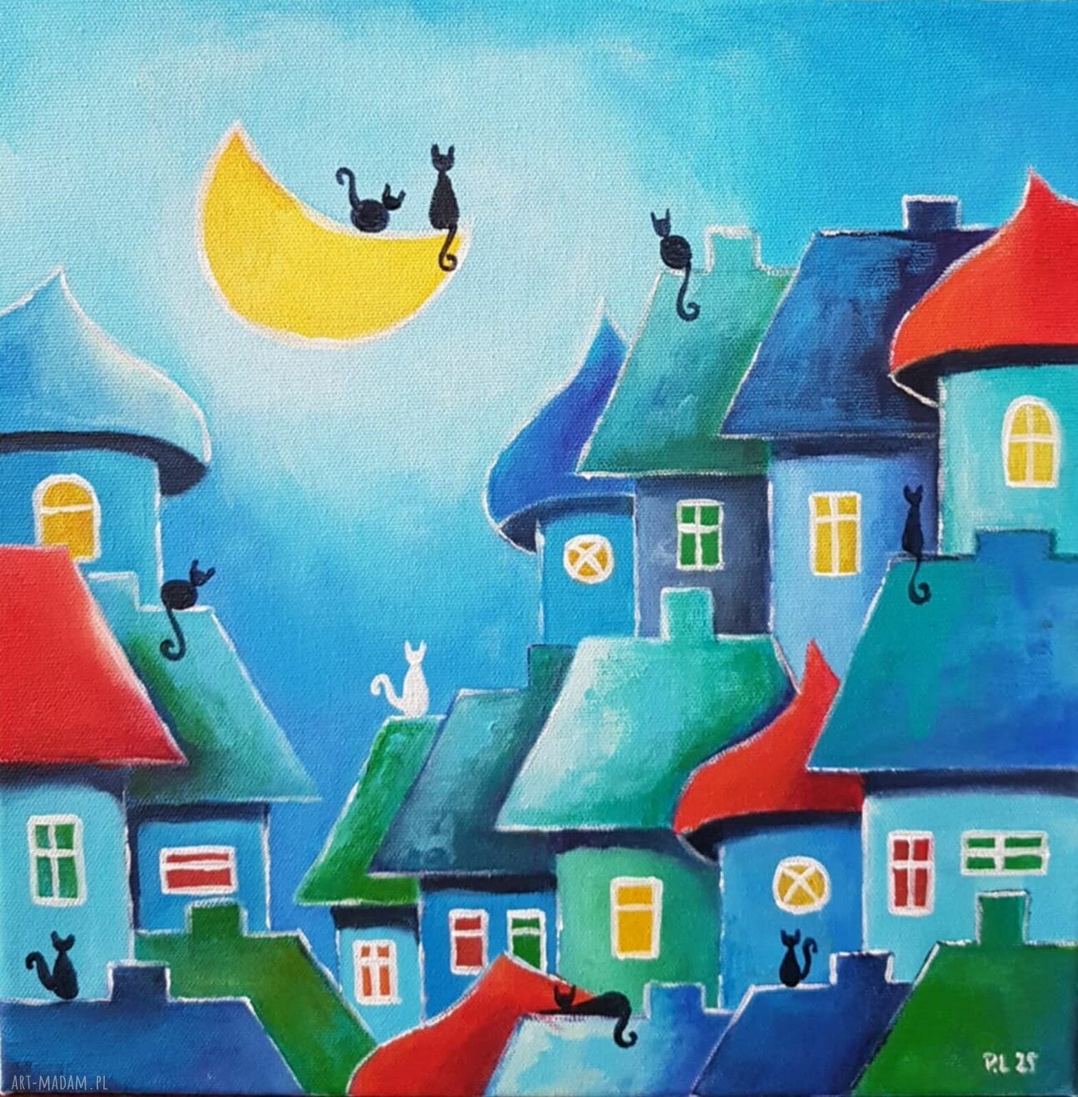 Obraz akrylowy 30x30 - Miasteczko Koty