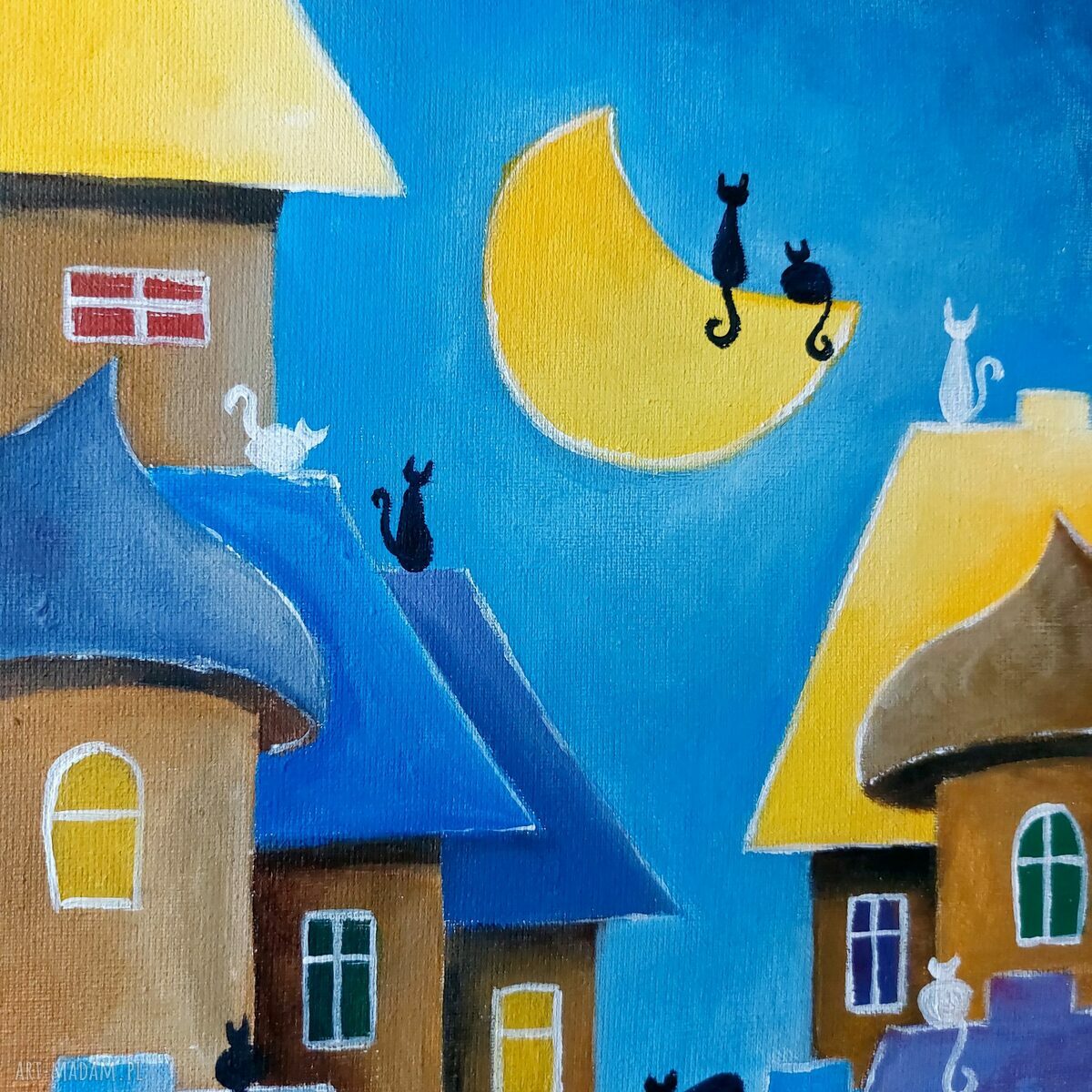 Bajkowe miasteczko - obraz akrylowy 20x30 cm (ręcznie malowany)