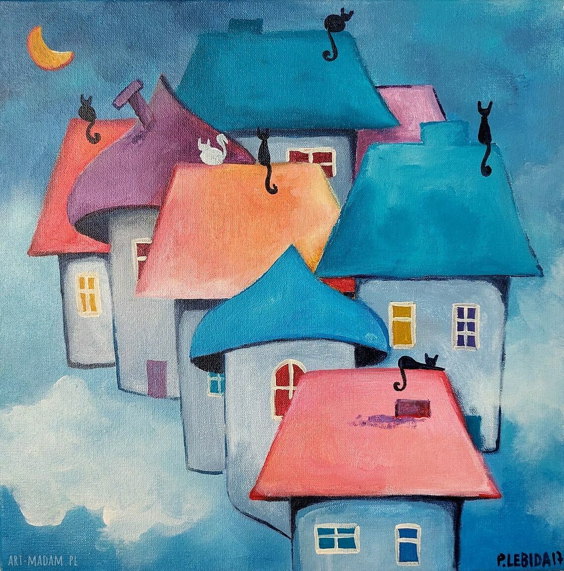 MIASTECZKO - obraz akrylowy 25x25 cm