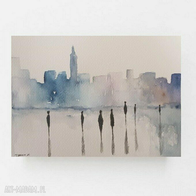 Miasto 2 - akwarela w formacie A5, sygnowana - Rembrandt na papierze 300 g/m2