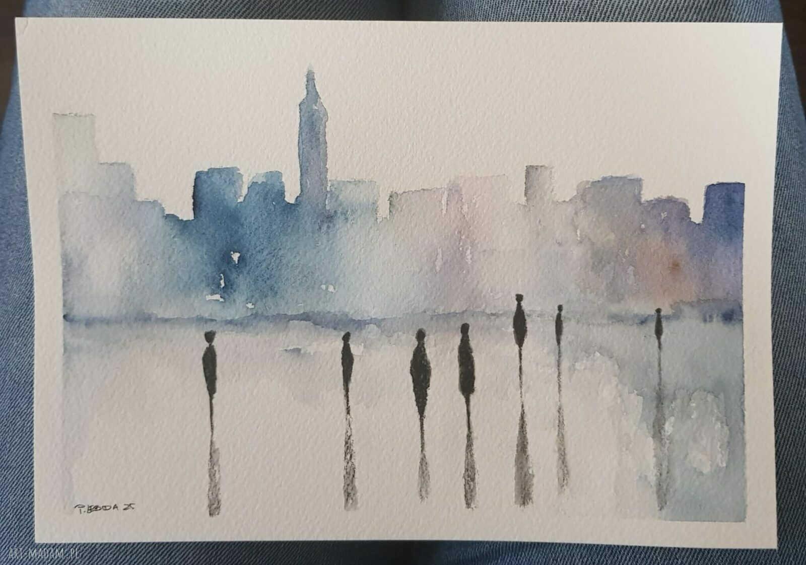 Miasto 2 - akwarela w formacie A5, sygnowana - Rembrandt na papierze 300 g/m2
