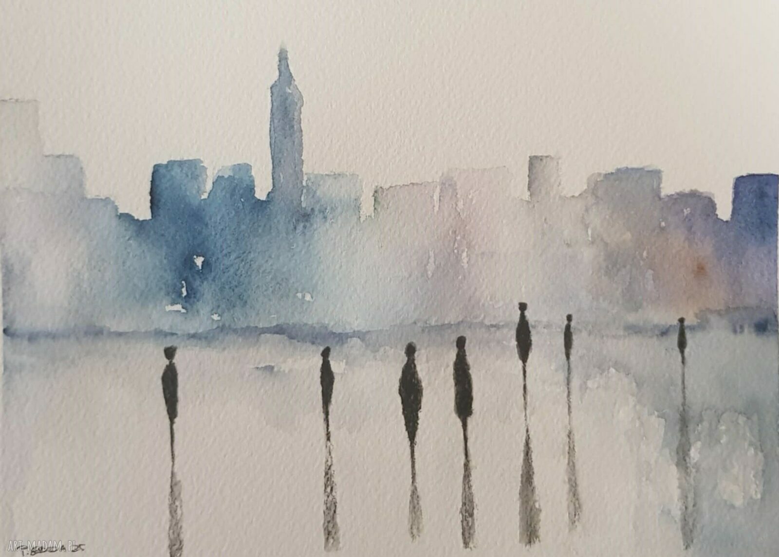 Miasto 2 - akwarela w formacie A5, sygnowana - Rembrandt na papierze 300 g/m2