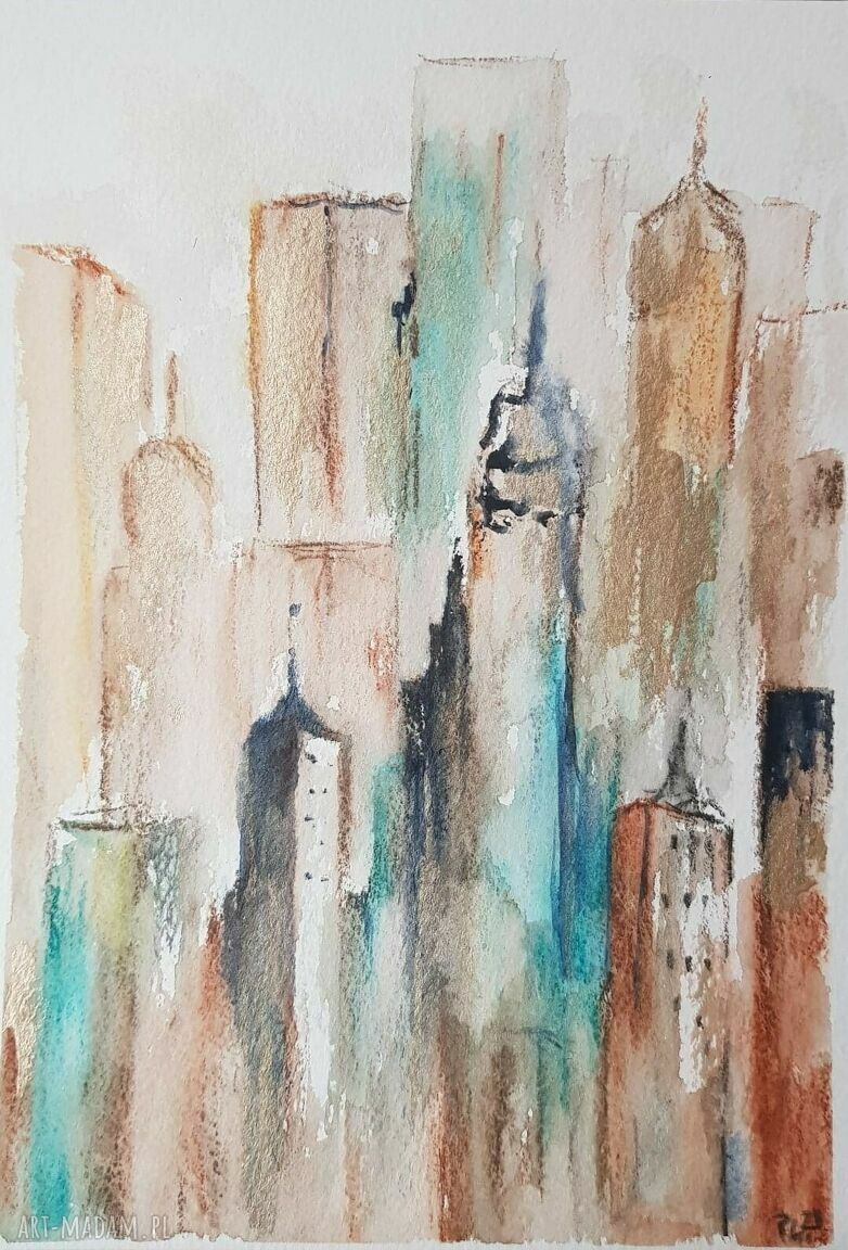 Miasto - dwie akwarele A5 (komplet)