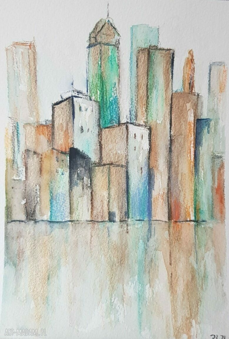 Miasto - dwie akwarele A5 (komplet)