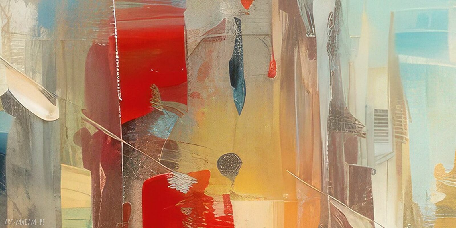 Ręcznie malowany obraz pejzażowy „Widok 31” 100 x 100 cm