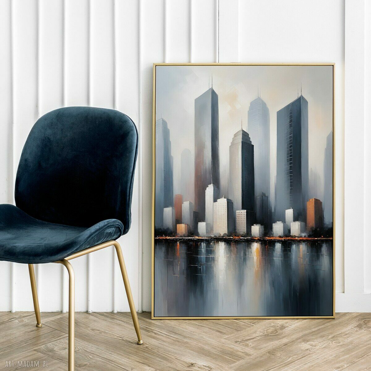 Plakat Miasto Abstrakcja Szary 30x40 cm do salonu i biura