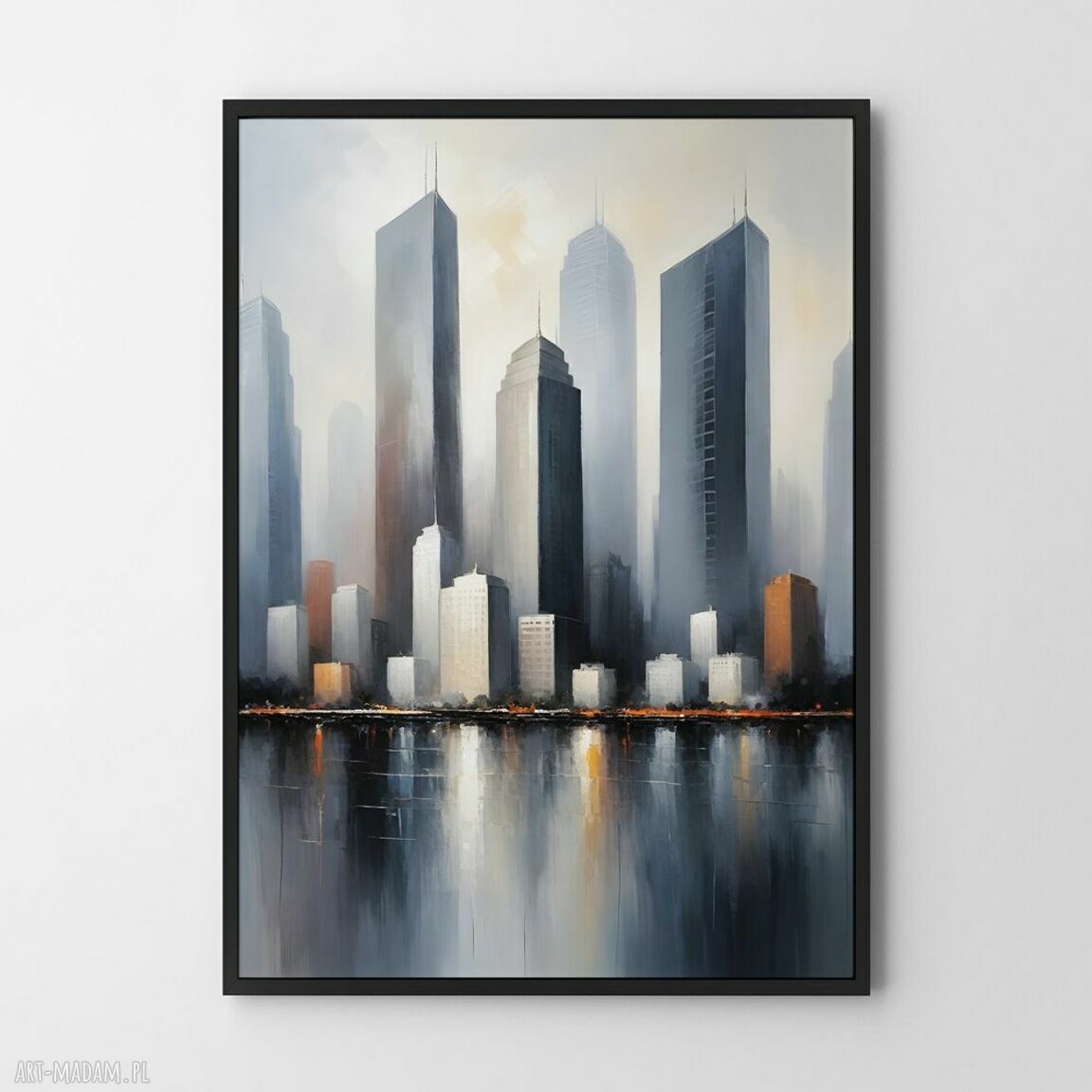 Plakat Miasto Abstrakcja 61x91 cm szaro-czarny - modny akcent do Twojego wnętrza