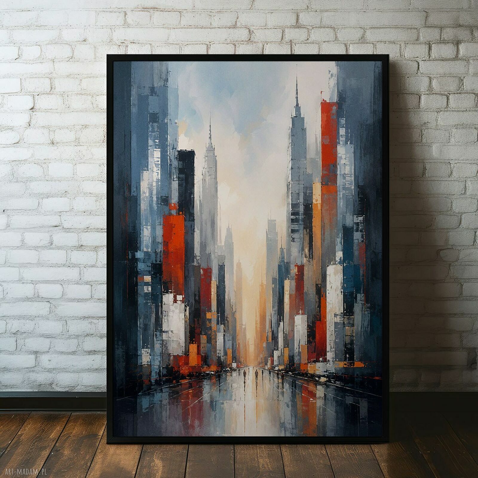 Plakat Miasto w deszczu - abstrakcja 61x91 cm do salonu