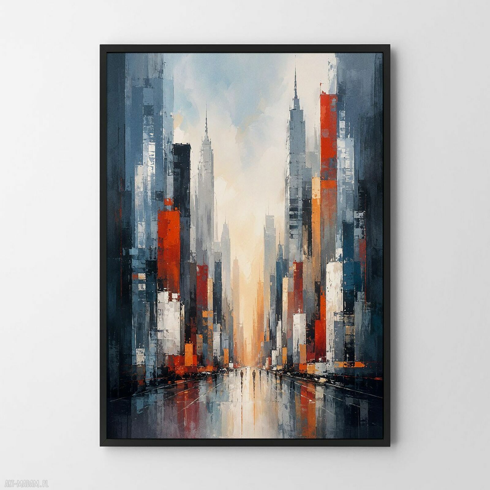 Plakat Miasto w deszczu 40x50 cm - abstrakcyjna dekoracja do wnętrza