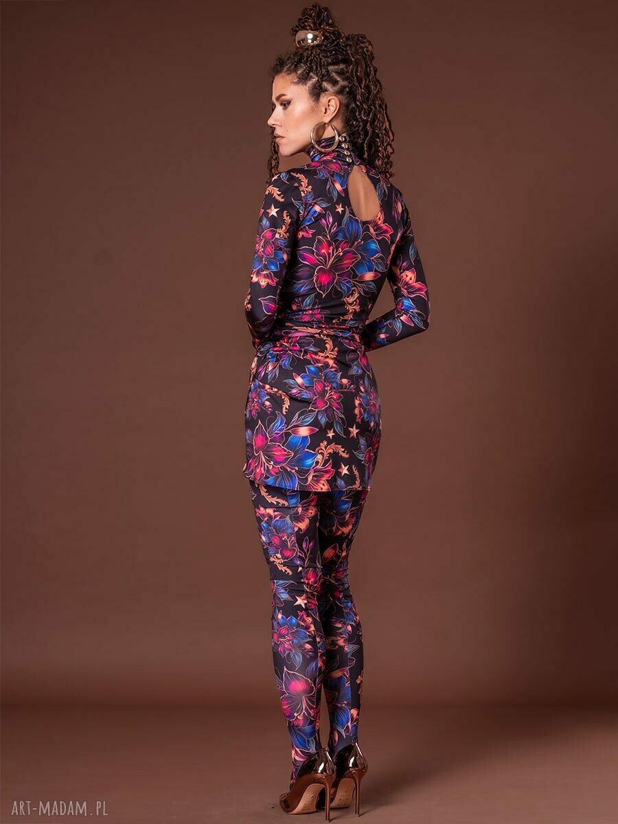 Legginstopy Midnight Flower - ręcznie robione, wygodne legginsy-rajstopy