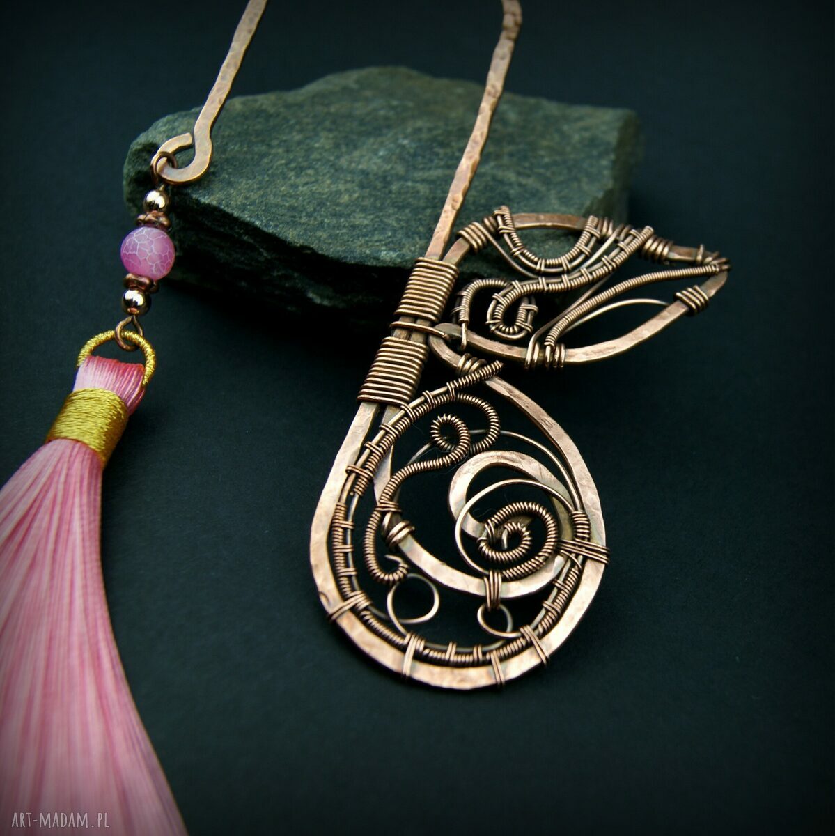 Miedziana zakładka do książki z motylem - wire wrapping