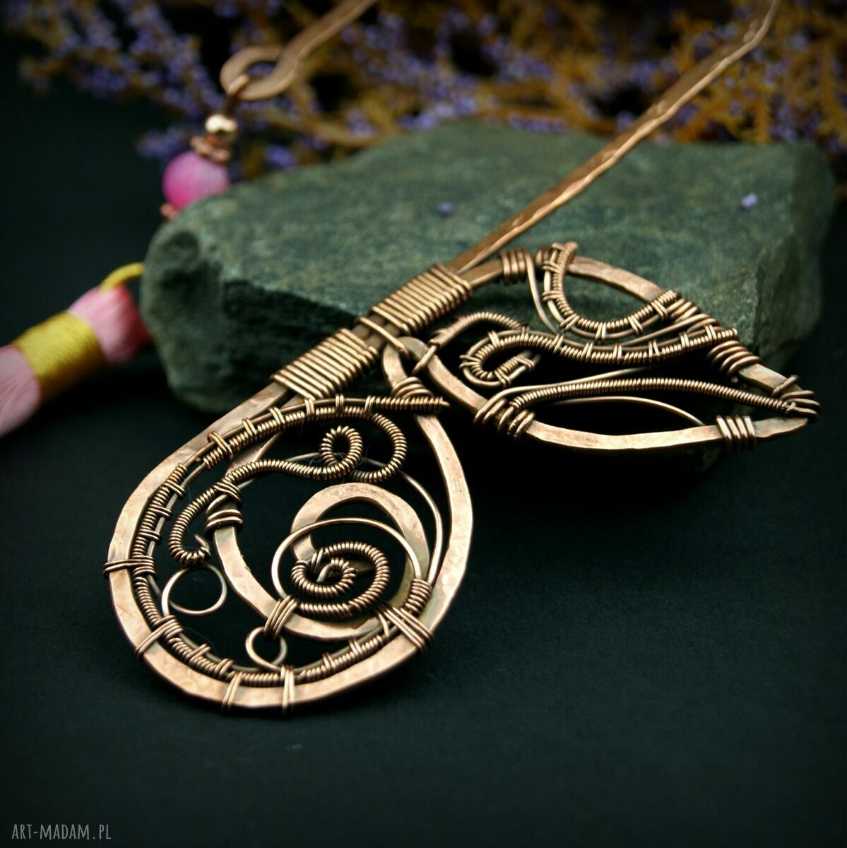 Miedziana zakładka do książki z motylem - wire wrapping