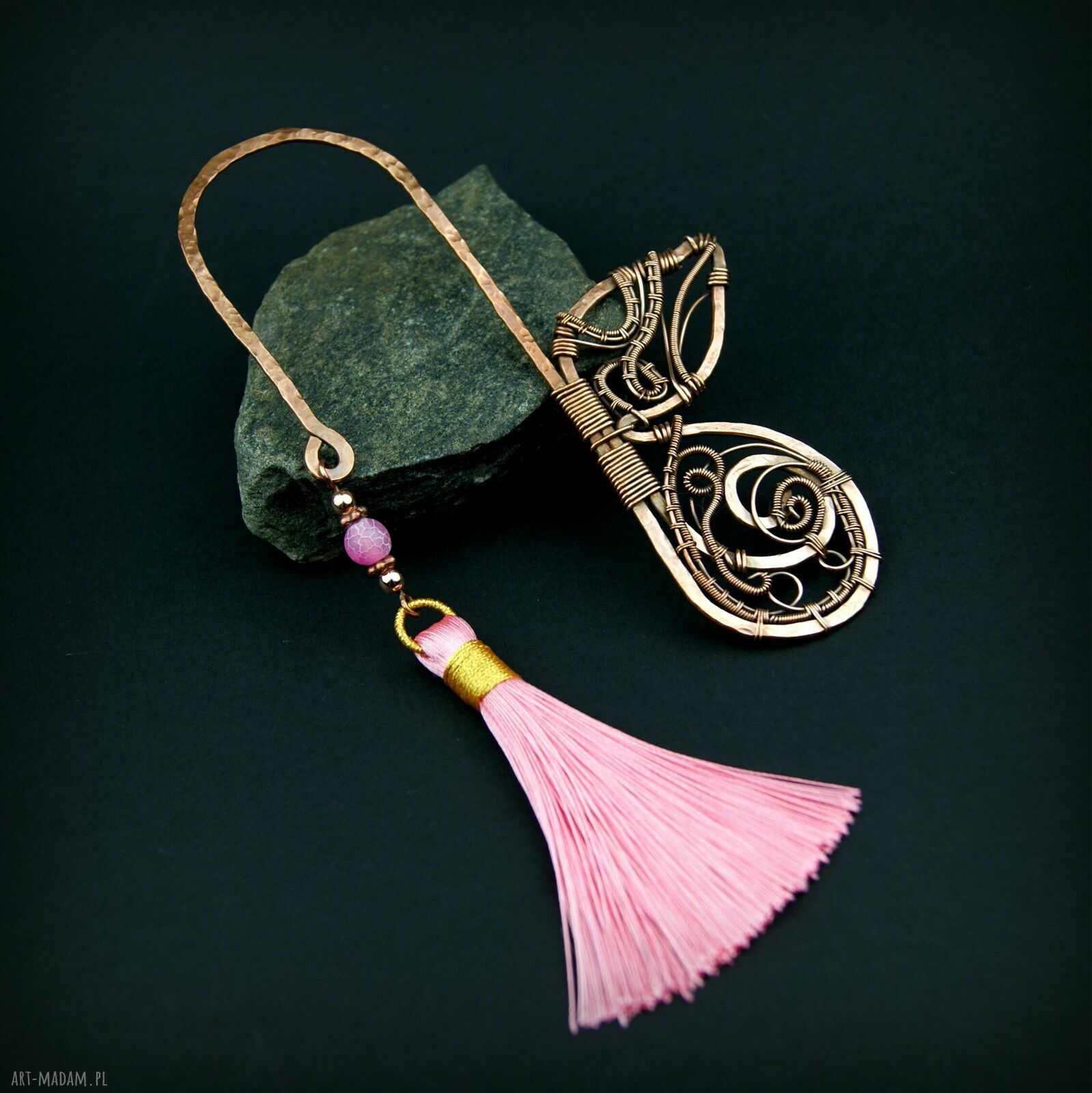 Miedziana zakładka do książki z motylem - wire wrapping