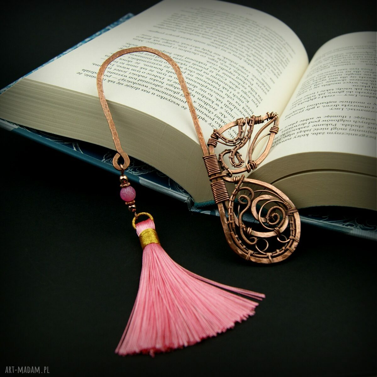 Miedziana zakładka do książki z motylem - wire wrapping