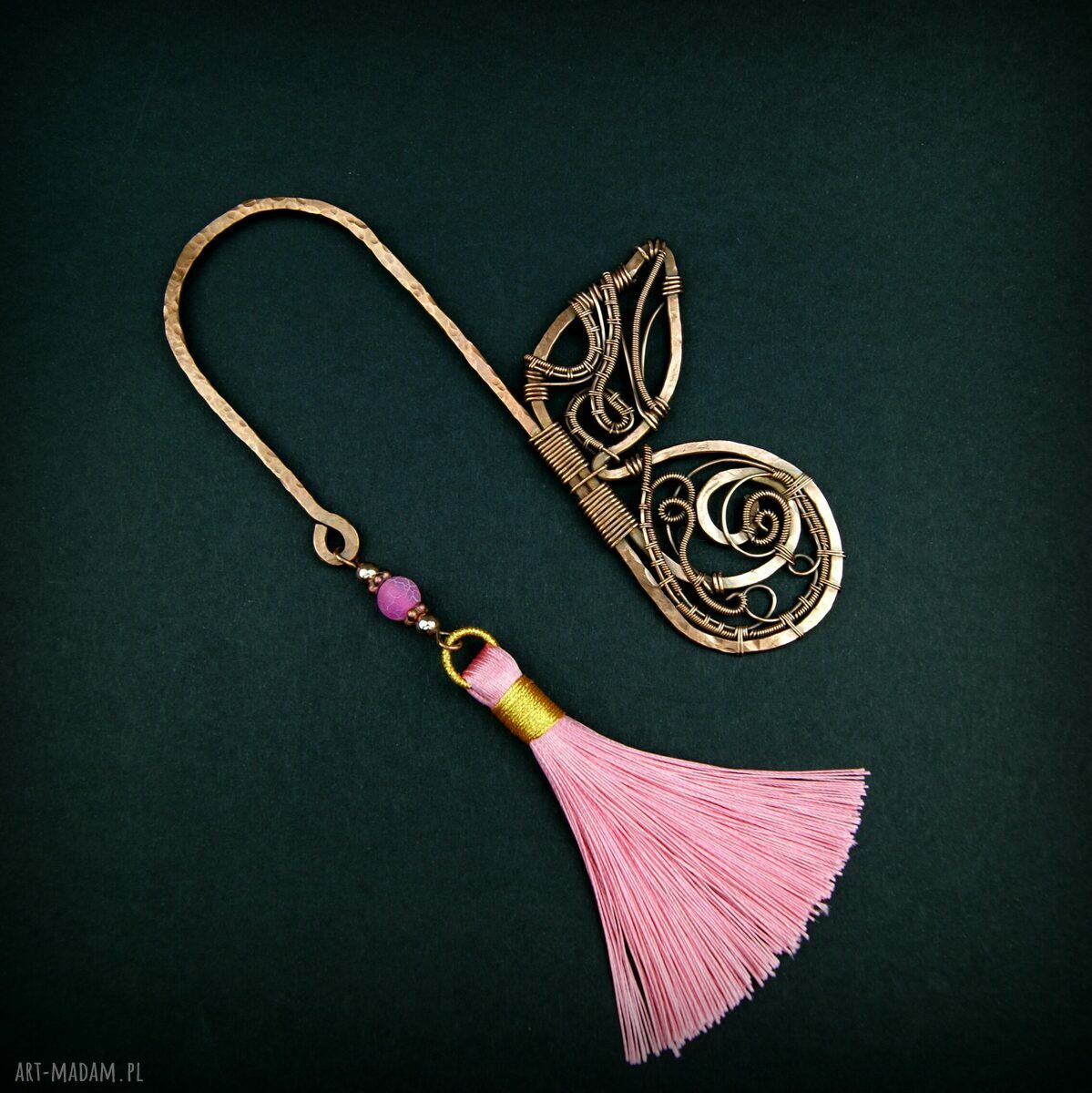 Miedziana zakładka do książki z motylem - wire wrapping