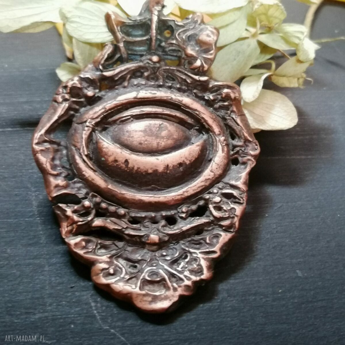 Miedziane Oko Saurona - wisior z Art Clay (jedyny egzemplarz)
