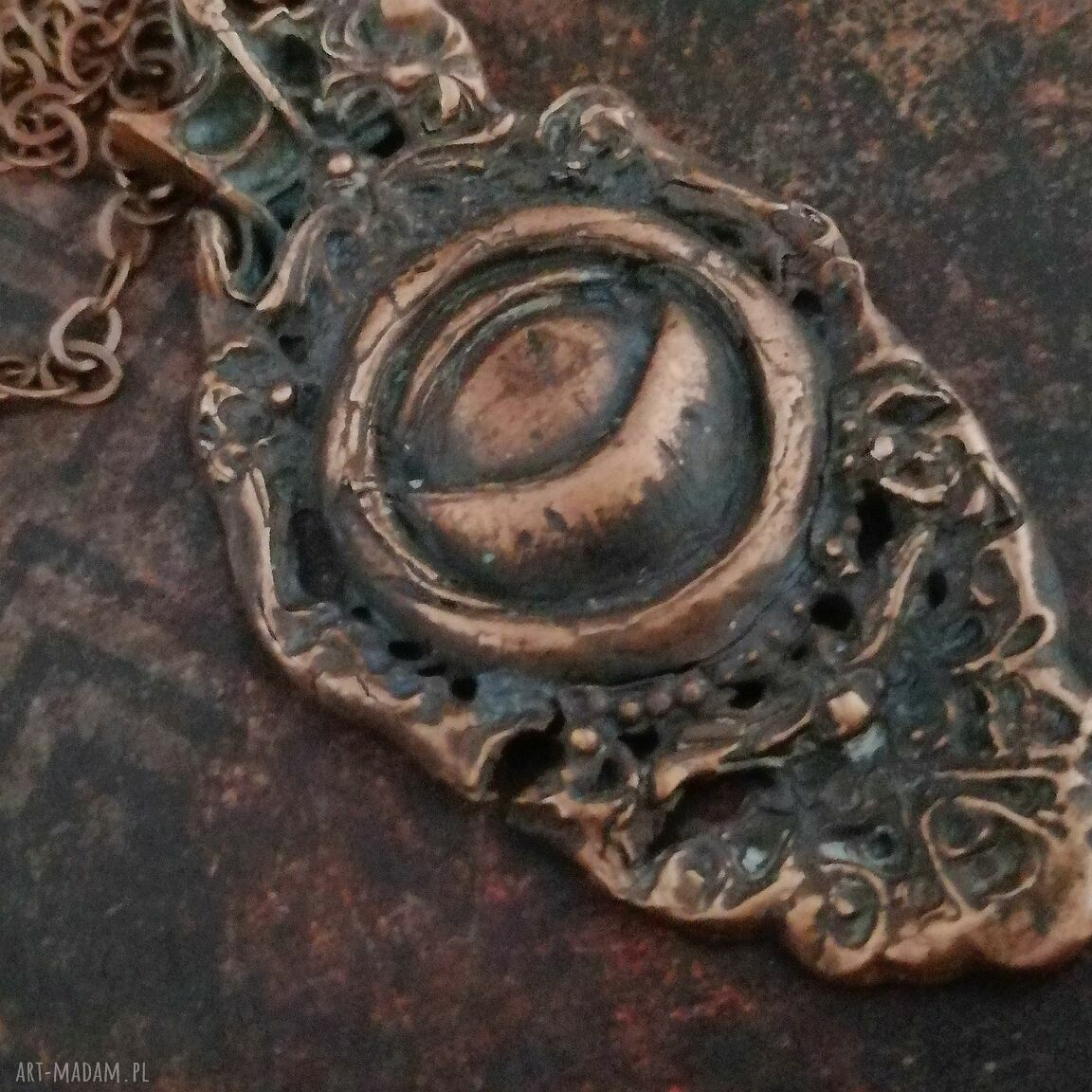 Miedziane Oko Saurona - wisior z Art Clay (jedyny egzemplarz)