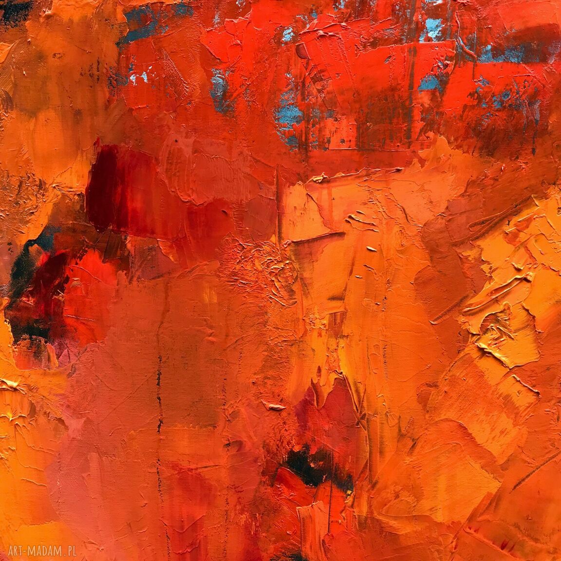 Miedzianka - nowoczesny obraz olejny w miedzianej abstrakcji (110x120 cm)