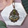 handmade wisiorki miedziany ozdobny wisiorek z jaspisem i peridotem #481