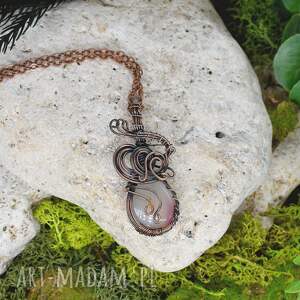 miedziany wisior wire wrapping z agatem #222