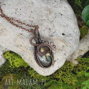 metal earth miedziany wisior wire wrapping z labradorytem