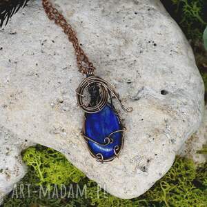 miedziany wisior wire wrapping z lapisem lazuli #212