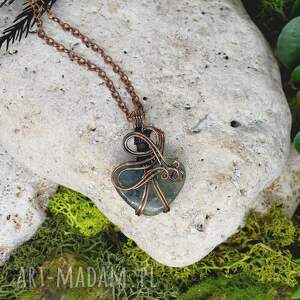 miedziany wisior wire wrapping z prehnitem #227 metalearth