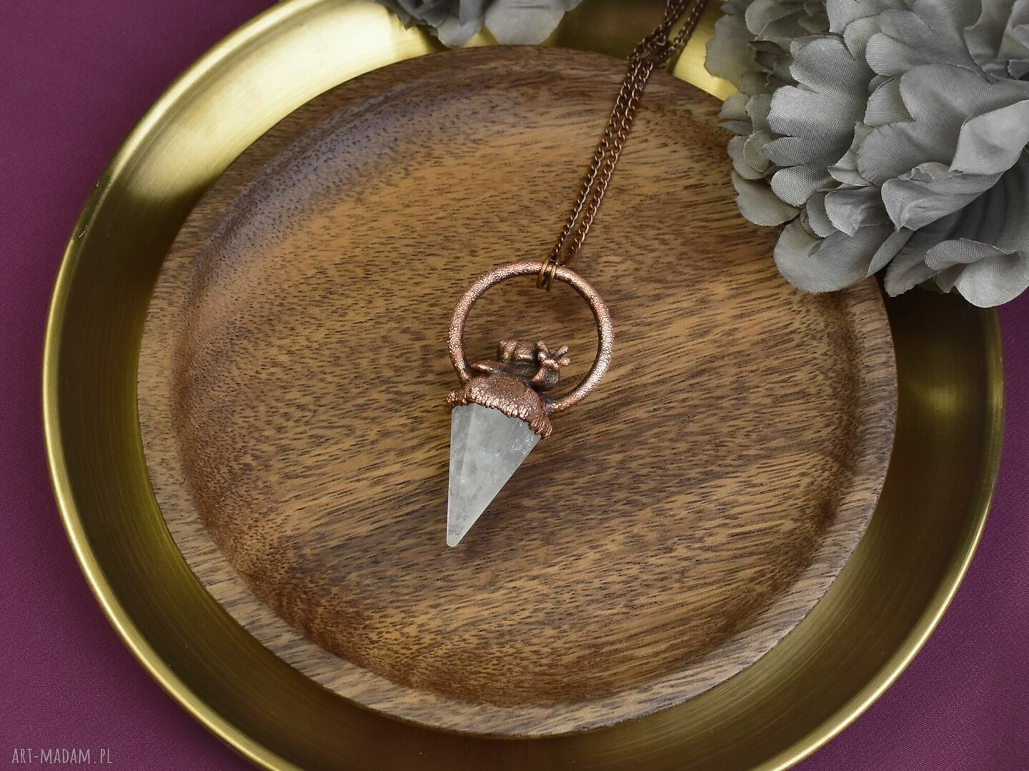 Amulet Wiedzmy miedziany wisior ręcznie robiony, wyjątkowa biżuteria