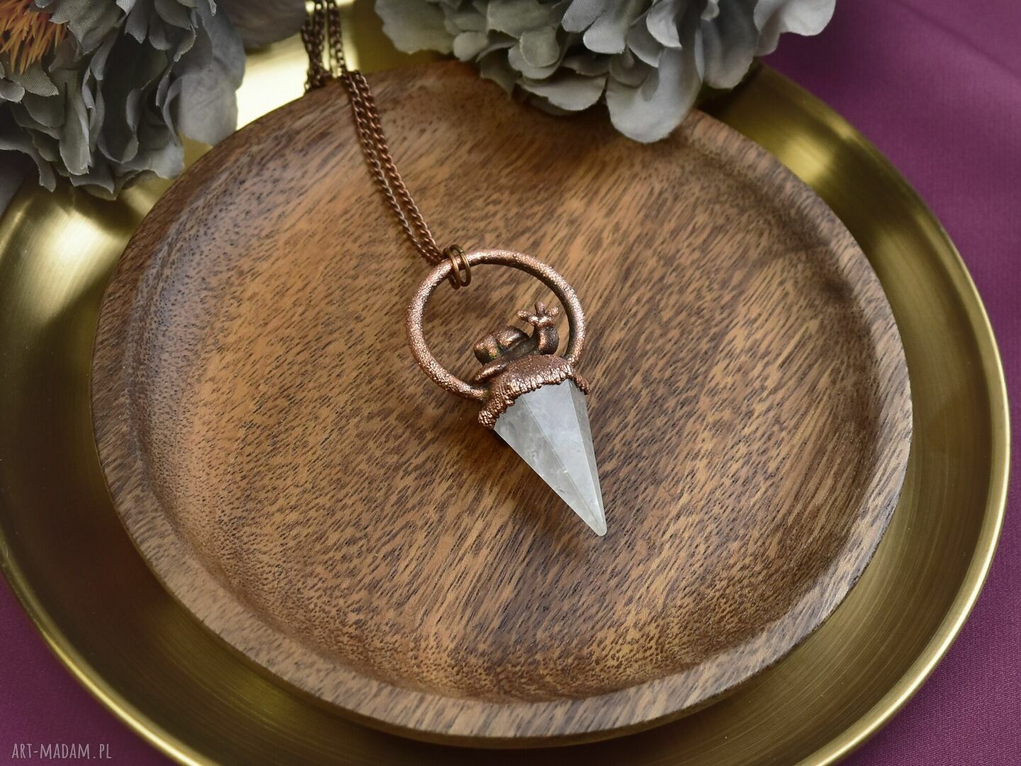 Amulet Wiedzmy miedziany wisior ręcznie robiony, wyjątkowa biżuteria