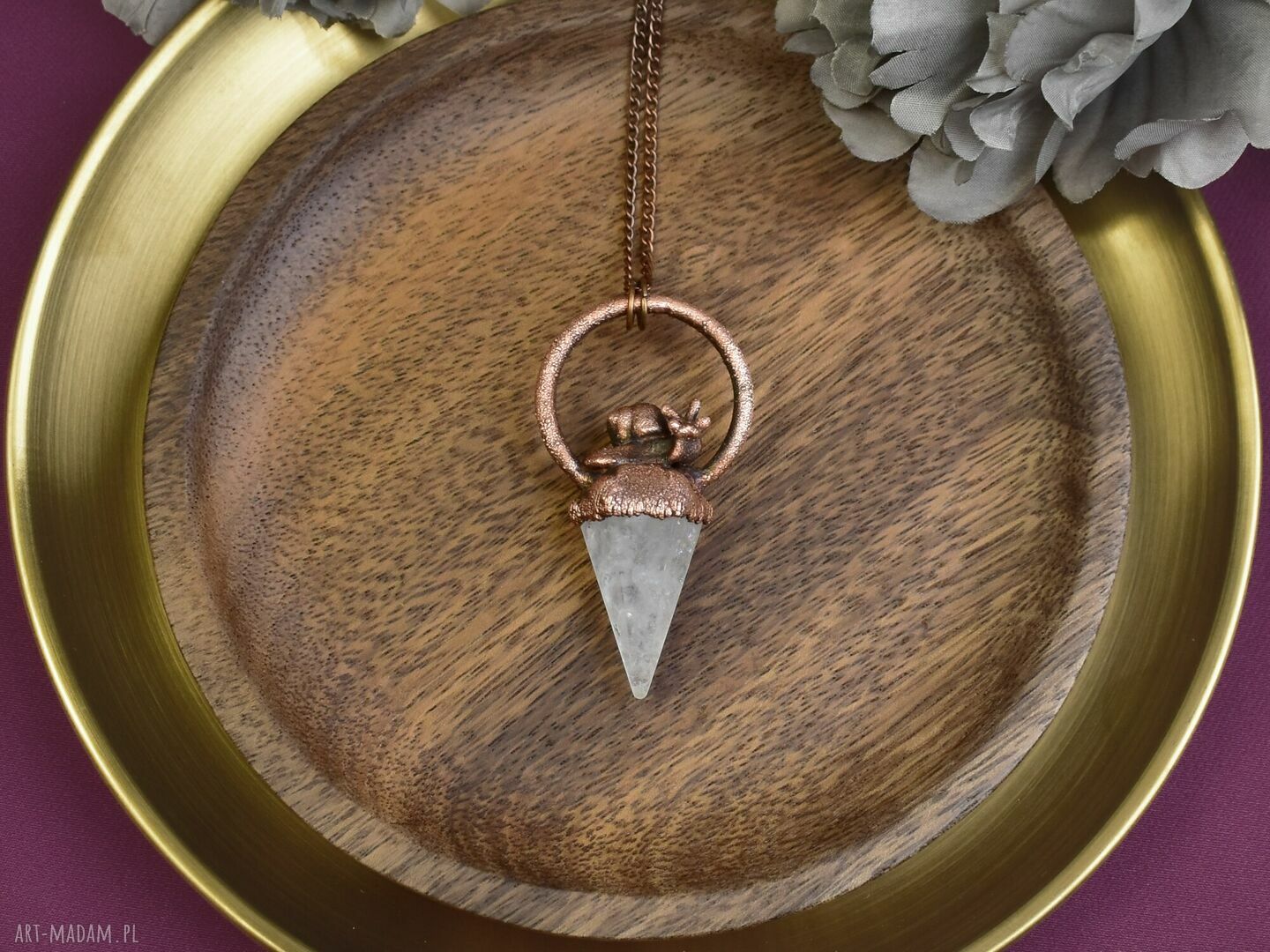 Amulet Wiedzmy miedziany wisior ręcznie robiony, wyjątkowa biżuteria