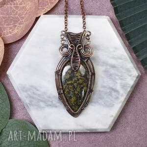 metal earth miedziany wisiorek wire wrapping z agatem dragon